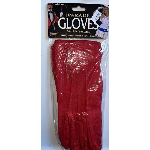 Forum Novelties Red Parade Gloves with Snap Adult Costume Accesory One Size - Picture 4 of 4